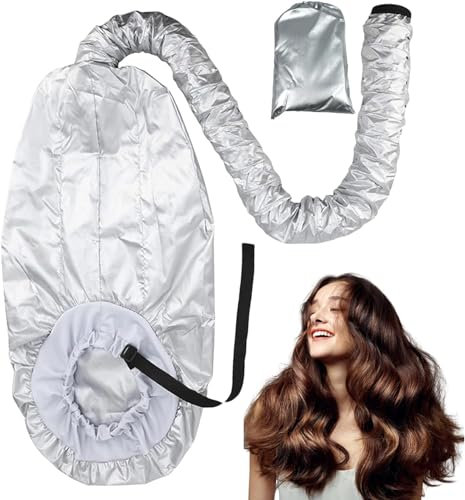 Motorhauben-Haartrockner, verstellbare Haube mit Kapuze für Handföhn, Diffusorkappe zum Trocknen von lockigem Haar, tragbarer Haar-Dampfgarer, Trocknungskappe für Damen, langes lockiges Haar (Silber)