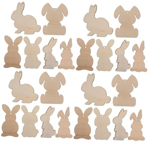 PRETYZOOM 3sätze Unfertige -ausschnitte Für Ostern Hase Formen Holzscheiben Mit Schnüren Für Kreative Bastelarbeiten Und Frühlingsdekoration