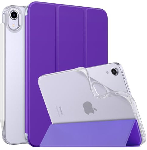 MoKo Case Fit New iPad Mini 7 (A17 Pro), 8.3-inch, Soft TPU Translucent Frosted Back Cover, Purple Violet