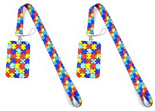 2 Juegos de Porta Credencial Retráctil con Cordón, Extensible Portatarjetas ID Card, Porta Credencial RetráCtil y Cordón de Cuello, para Tarjetas de Identificación, Oficina, Escuela