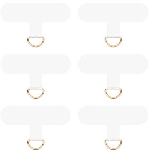NQEUEPN 6pcs Phone Lanyard Patch Pad, 2.4x1.38x0.16in Short Cell Phone Lanyard Tab Phone Tether Tab Multifunctional Patch Compatible with Most Smartphones(Transparent, Gold)