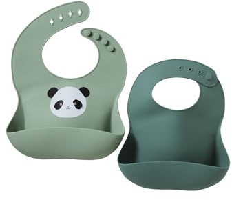 VERTBAUDET Lot 2 bavoirs en silicone vert sauge TU