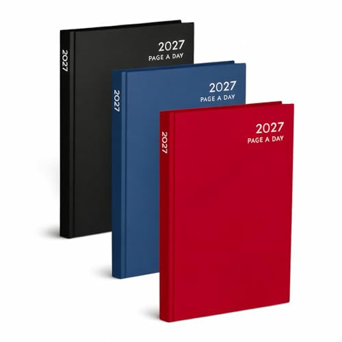 Sixstore Tagesplaner 2027, A5, Tagesansicht, farbig, modisch, A5, 2027, Tagesplaner, Lesezeichen, volle Seite für jeden Tag, 1 Farbe zufällig gesendet