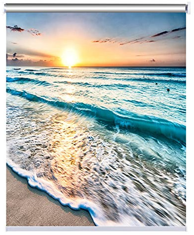 Verdunkelungsrollo mit Strandblick-Design, ideal für Küche/Schlafzimmer/Badezimmer, 60 x 140 cm breit, 60 x 180 cm