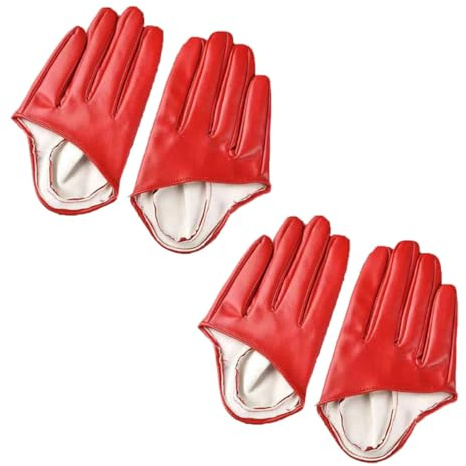 SMTCM 2 Paar Lederhandschuhe Damen Herren PU Leder Handschuhe Half Palm Punkhandschuhe Performance Tanzhandschuhe Motorradhandschuhe Rock Kurze Leather Gloves für Fahren Radfahren Cosplay Nightclub