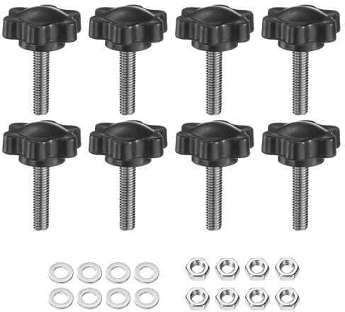 QUARKZMAN 8 Stück Rändelschraube Sterngriffmutter M5 x 20mm Metrisch 304 Edelstahl männliches Gewinde 25mm Rändelmutter 6-Stern Kunststoff Gewindestift Handknöpfe Griffe Daumenschrauben