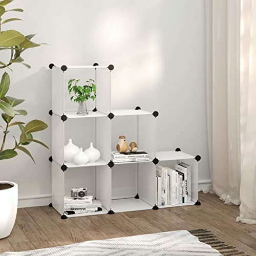Xichuzi Regalsystem mit 6 Würfeln Transparent PP, Vitrine, Raumteiler Regal, Steckregal, Regalsystem, Stufenregal, Bücherregal, Schrank Regal