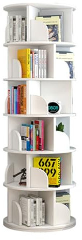 Drehbares Bücherregal mit 6 Ebenen, schmales Aufbewahrungsregal für Wohnzimmer, Schlafzimmer (40 x 190 cm)