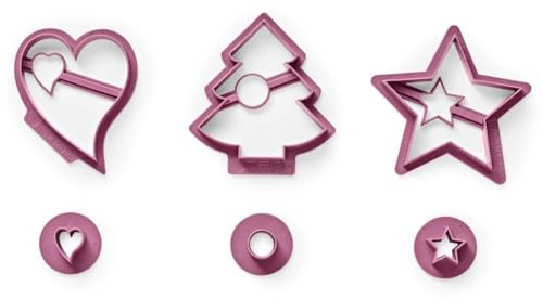 Betty Bossi Spitzbuben-Ausstecher 3-teiliges Set für Weihnachtsplätzchen & Kekse – Ausstechformen mit Herz, Stern & Tannenbaum – einfache Anwendung, spülmaschinengeeignet