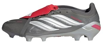 adidas Unisex League Fold-Over Tongue Firm Ground Footb, Iron Metallic/White/Lucid Red, 9