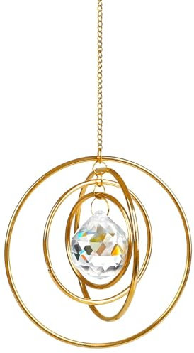 Attrape-soleil en cristal pour fenêtre - Avec 4 cercles rotatifs - Attrape-soleil suspendu - Décoration de fenêtre - Pour salon, balcon et jardin