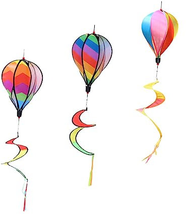 Toyvian 3Stücke Heißluftballon Windmühle Hängend Garten Deko Spiralförmige Whirligig Anhänger für Outdoor Dekoration