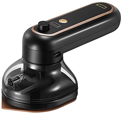 Cordless Mini Iron for Clothes, Portable Travel Electric Iron Support Dry Wet Ironing, USB Rechargeable Handheld Ironing Machine with 3 Temperature Settings (black)