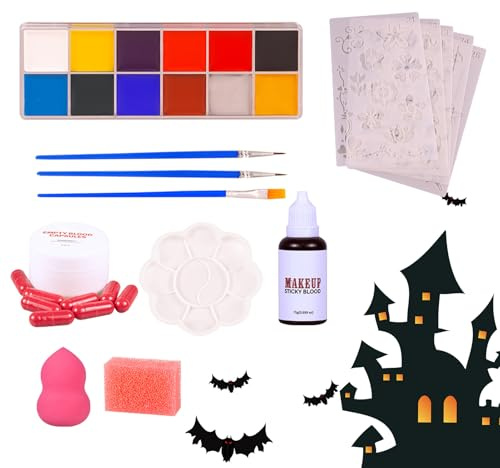 Halloween Schminkset - Theaterschminke, Kinderschminke, Faschingsschminke | Schminkpalette Für Gesichtsbemalung, Hautfarbe Für Party, Geburtstag, Feiertag, Vampir, Kinderkostüm