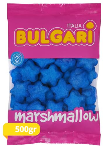 Marshmallow Stelle Blu – Soffici Caramelle Gommose 500g – Senza Glutine – Perfetti per Feste, Candy Bar, Compleanni e Decorazioni Dolci – Bulgari (stelle)