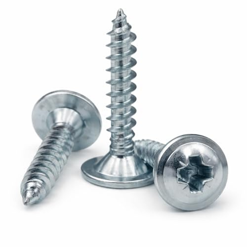 3.5mm x 30mm (Pack of 50) Chipboard Screws Wafer Head Pozidriv AN204 Hardened Wood Screws Zinc Plated Steel - X06D