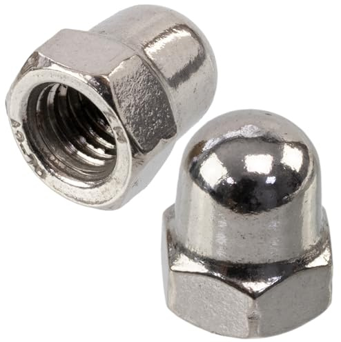 AERZETIX - Set di 60 dadi ciechi esagonali M5 con testa a cupola cava | per assemblaggio decorativo, fissaggio su barra filettata e lavori di metalmeccanica | in acciaio di colore argento
