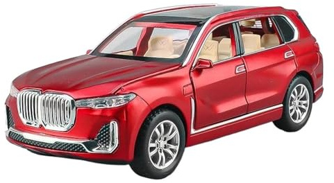 1:32 per X7 Off Road SUV modello in lega di metallo pressofuso auto giocattolo decorazioni micro veicoli pull back con luce (batteria non inclusa)(Red)