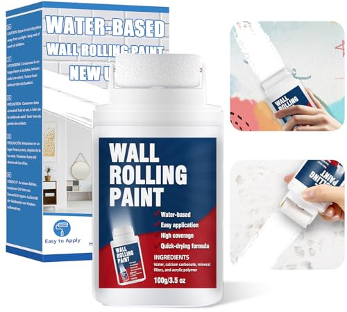 HuakChai White Wall Paint Roller, Fast-Drying Water-Based Wall Repair Rolling Brush, Portable White Paint for Walls, Integrated Roller Paint Kit for Stains & Scratches, Quick Fix Wal & Touch Up Paint