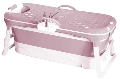 Baignoire pliable pour adulte, le choix le plus confortable pour la salle de bain familiale, Idéale pour les petites salles de bains, douche et balcon (Rose)