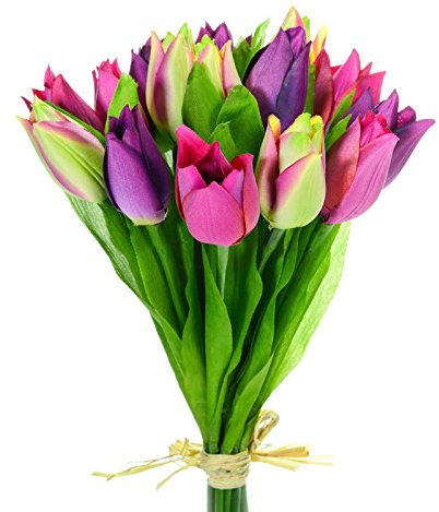 Floristrywarehouse Tulpen, künstlich, Rosa/Violett, 15 Stück