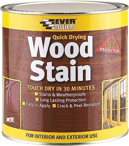 Everbuild Satin Wood Stain – Indoor And Outdoor Use – Weatherproof – UV-Resistant – Quick Drying – Solvent Free – Natural Oak – 2.5 Litre