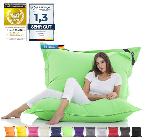 Original LAZY BAG Sittsäck XXL 400L Jättestor sittsäck i bomull 180x140cm (Bomull, Grön)