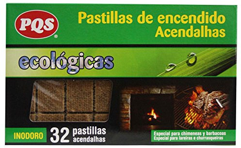 PQS - Pastillas de Encendido Ecológicas 32 Dosis – Compuestas por Madera Vegetal y Parafina - Ideales para Chimeneas y Barbacoas - Sin Olores ni Humos, Encendido Seguro y Sostenible