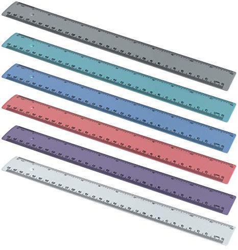 Acrimet Lineal aus Kunststoff, 12 Zoll / 30 Zentimeter, Messwerkzeug für Schüler, Schule und Büro, extra robust (Sortierte Ausgewählte) (6er-Pack)