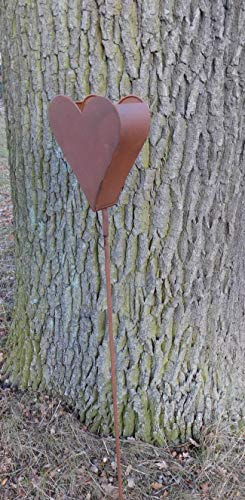 Herz am Stab Gartenstab Gartenstecker Pflanztopf Eisen Rost 118 cm