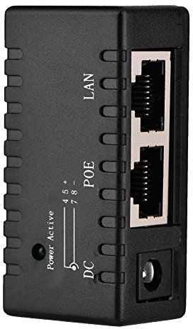 Topiky POE Injector Splitter Divider, tragbarer 10M/100 Mbps Power Injector per Ethernet Adapter Unterstützung für Standard POE/LAN Anschluss für Netzwerk LAN IP Kamera(schwarz)