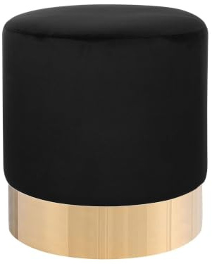 Runder Polster Pouf aus Samt schwarz Ottomane Sitzpouf Modern Barock Sophia