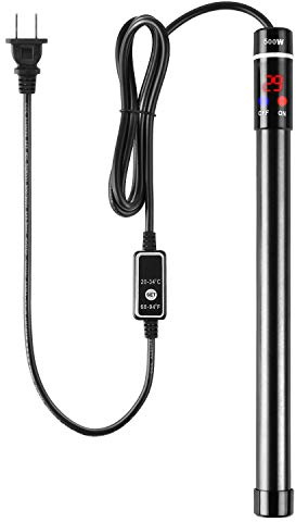 MQ Titanium Alloy 500W Aquarium Heater for Salt and Fresh Water, Digital LED Display Submersible Heater with External Thermostat Controller, for Fish Tank 70-80 Gallon