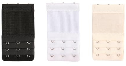 Yesmin Pack of 3 Bra Strap Extenders Extensions Elastic Extender Set 3 Hooks (White, Black and Skin Colors)