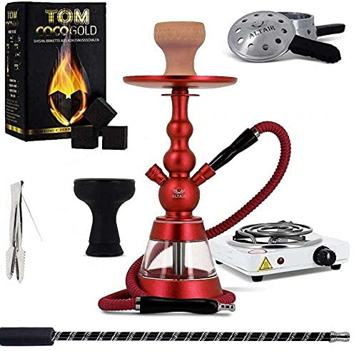 HND Pack Chicha Altair 3RD + Tuyau Marrakech + Foyer Silicone Vortex + Chauffe-Charbon + Plaque + Charbon 1 KG Tom Cococha Gold