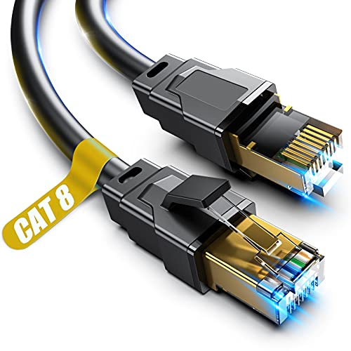 Vabogu Cat 8 Ethernet Cable, Heavy Duty High Speed Internet Network Cable, Multiple Size Options, 26AWG, 2000MHz 40Gbps with Gold Plated RJ45 Connectors, Shielded for Indoor & Outdoor Use, 6FT