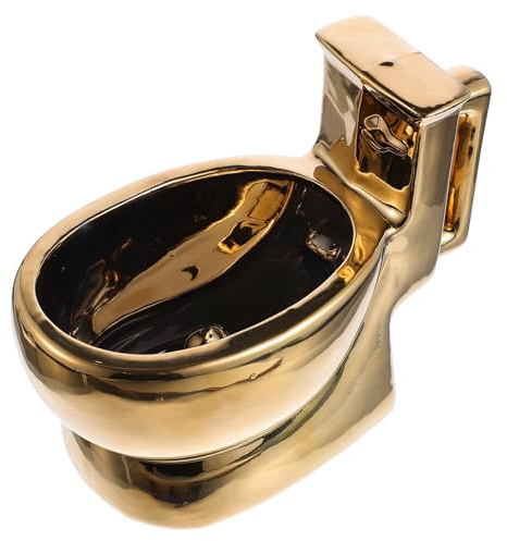 NUOBESTY Golden Toilet Mug Ceramic Toilet Cup Tea Beverage Cup Funny 400ML
