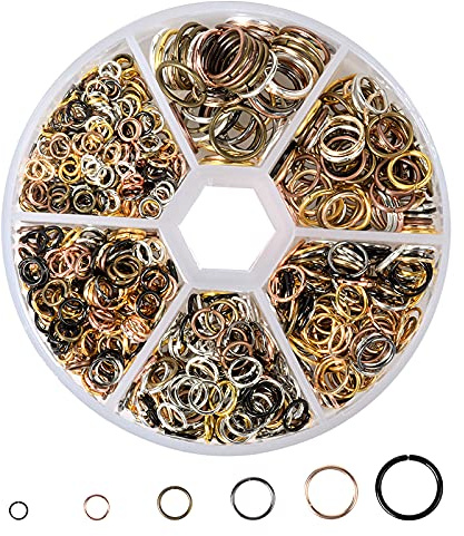 970 Stück Spaltringe für Schmuck, Kettenringe Biegeringe Offene, 4mm-10mm Biegeringe Edelstahl Split Ringe Sets, Schmuck Making Findings, Sprungringe Schmuck Set für Halsketten Armband DIY (Gemischt)