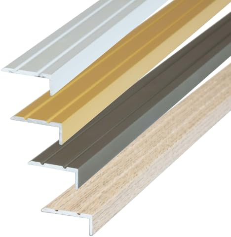 Dalsys Treppenkantenprofil selbstklebend 200cm x 25mm x 20mm Champagner | Das Stufenkantenprofil dient als Treppenkantenschutz. Da das Winkelprofil selbstklebend ist, ist es einfach zu montieren.