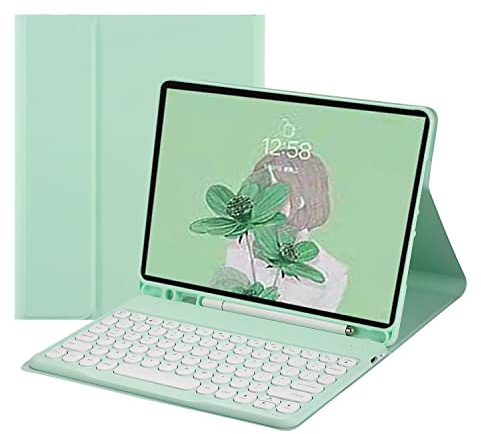 QYiiD Funda para Teclado para iPad Mini de 5ª/4ª generación, Teclado Redondo, Funda Tipo con Soporte para lápiz, iPad Mini Teclado inglés Desmontable para iPad Mini 5/Mini 4, Verde