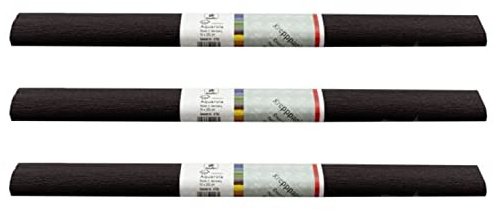 PARTY DISCOUNT wasserfestes Krepppapier | 250x50 cm | Feinkrepp Maibaum Dekoration Farbecht (Schwarz, 3 Rollen)