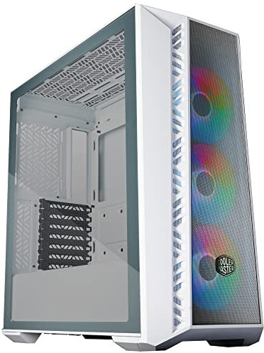 Cooler Master MasterBox 520 Mesh PC Case – Mid-Tower ATX Chassis with 3 x Pre-Installed Fans, Multiple Airflow Configurations, Mesh Front Panel & TG Side Panel, ARGB Controller Included - White