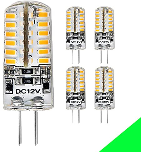 Chao Zan 4W G4 Led Lampen, G4 Led Birnen Ersatz Für 30w Halogen, 2700-3000K Warmweißes Licht 300-320lm, 12V DC, Nicht dimmbar 360°Abstrahlwinkel 48 smd3014 LED Leuchtmittel, Led Stiftsockel, 5er-set