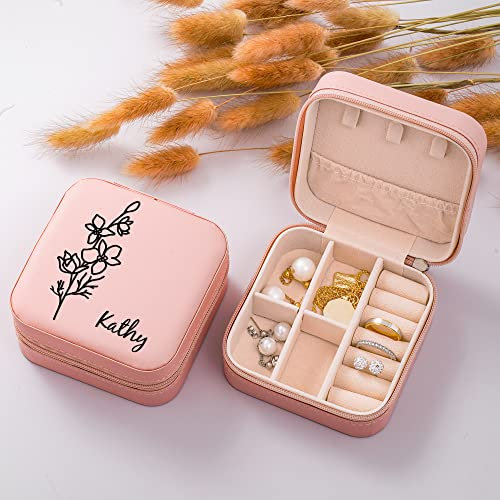 KEMEILA Brautjungfer Heiratsantrag Geschenk, personalisierte Reise-Schmuck-Box, Leder, kleine Schmuck-Organisator, Ring-Box, für Hochzeitsgeschenke, Vorschlag-Sets, Braut Geschenke