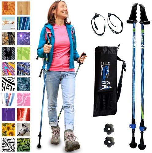 York Nordic Motivator promenadstavar för balans och rehab – patenterade stabilitetsgrepp – lätt, justerbar och hopfällbar – 2 stycken justerbara med flip-lås – höjder 4'6 tum upp till 6'5 cm – 104 kg