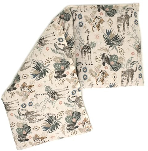 Giraffenland Bio-Dinkelkissen 20x50cm 3-Kammer - Bio Füllung & Bio Stoff Wilde Tiere - 2in1 Wärmekissen und Kältekissen für Mikrowelle, Backofen, Gefrierfach