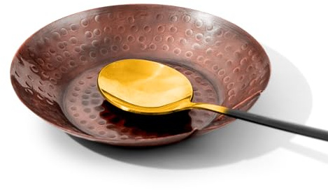 RYARDS Copper Spoon Rest for Stove Top - Hammered Copper Utensil Holder & Kitchen Accessories - Farmhouse Handmade Rustic Utensil Holder for Countertop - Act as Coffee Bean Tray, Jewelry Dish