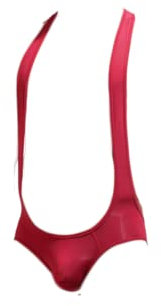 Men's One-Piece Jockstrap Leotard Bodysuit Sexy Cutout Jumpsuit Elastic Bondage Outfit Adult Bar Show Sexy Uniform (Color:Red,Size:L)
