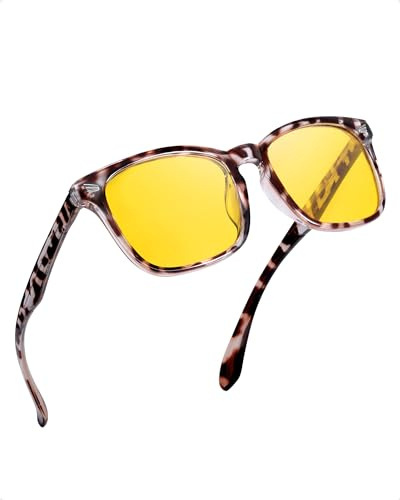 FIMILU Polarized Night Vision Glasses for Men Women, Trendy Yellow Lens Glasses for Night Driving, UV400 Protection