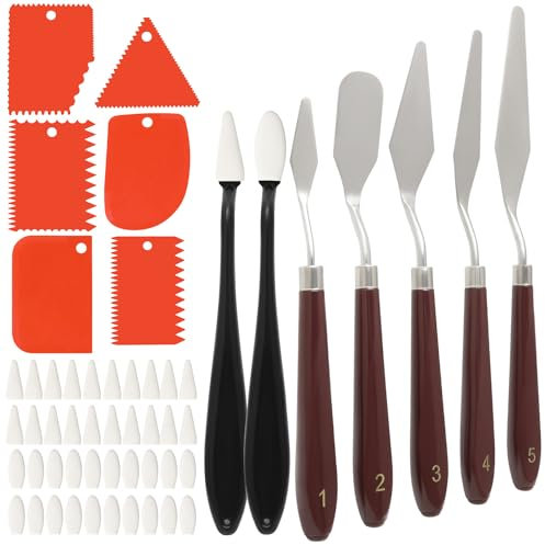 Set di Spatole per Pittura a Olio e Schizzi, Set di Spatole per Tavolozza in Acciaio Inox Lunghe, Accessori Pratici per la Pittura per Principianti
